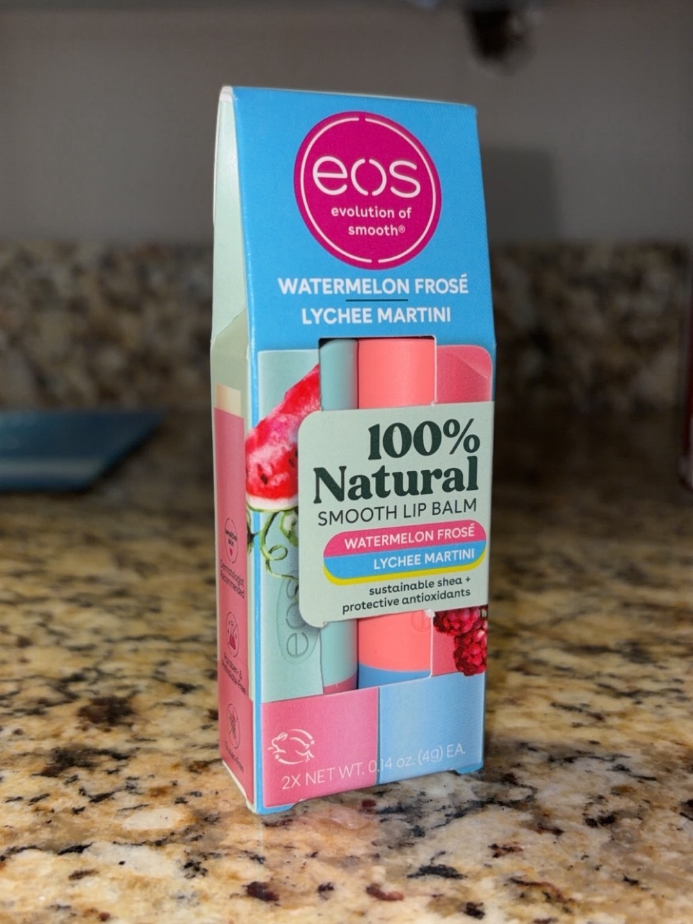 eos Watermelon Frosé & Lychee Martini Lip Balm Duo - Pink & Light Blue